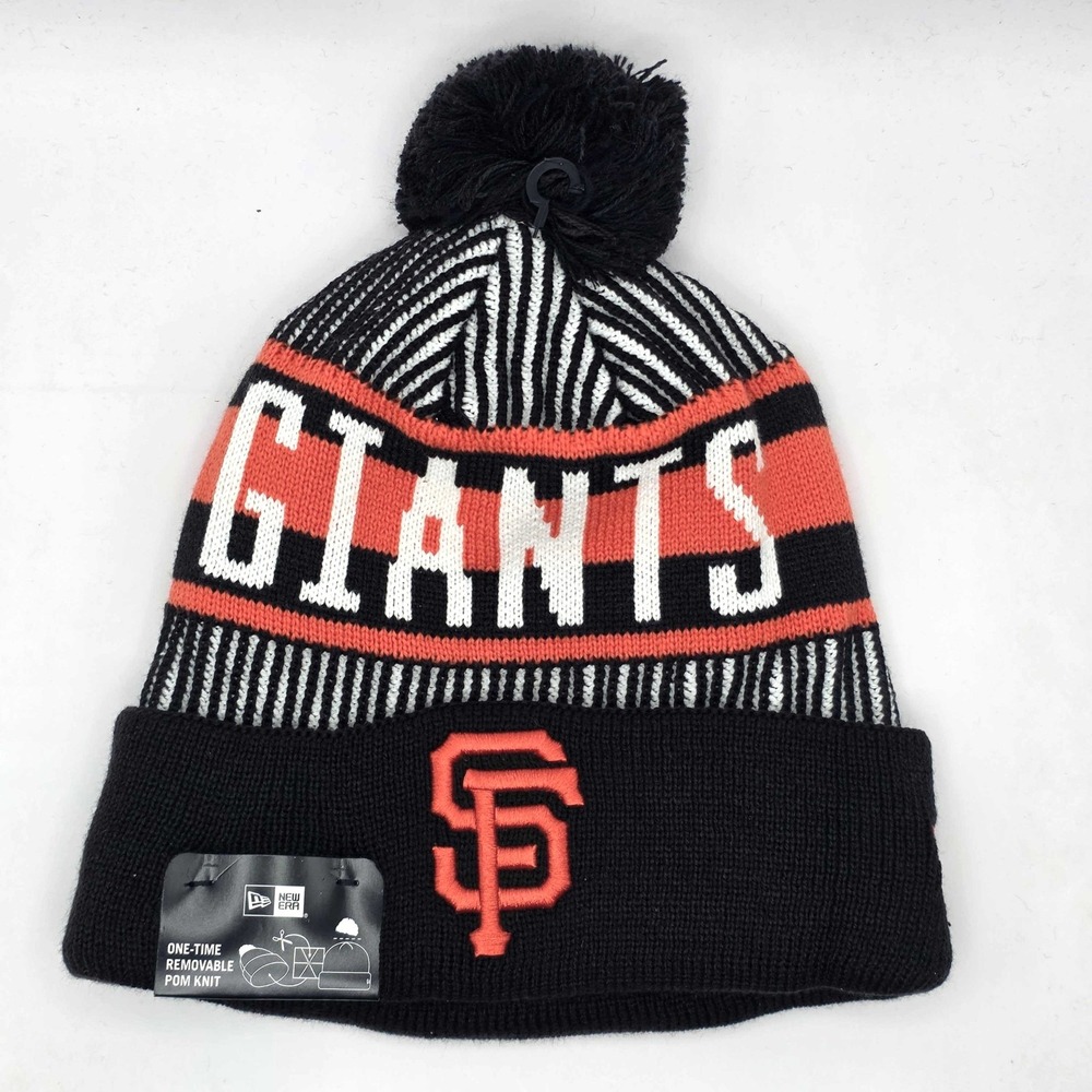New Era San Francisco Giants MLB Cuffed Knit Pom Beanie Hat Cap Black Orange NWT